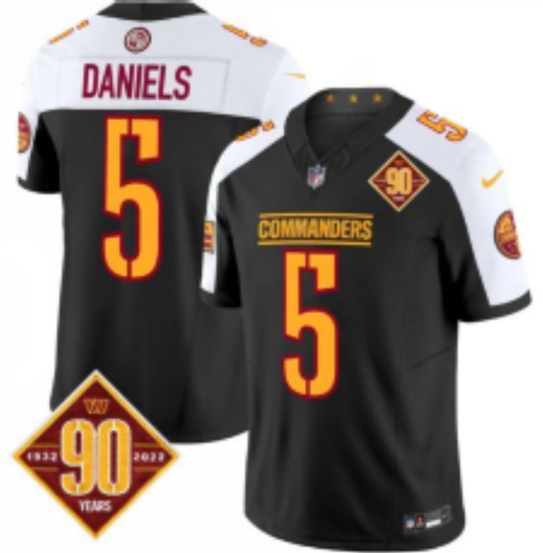 Men 2025 Washington Commanders #5 Daniels Black three generations Nike Limited NFL Jersey style 8